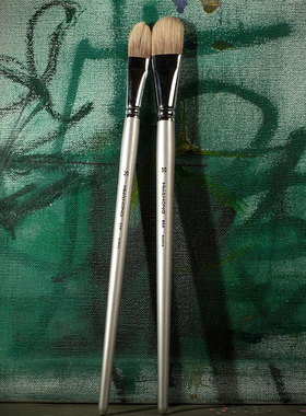 进口Hwahong华虹油画笔866椭圆头猫鬃混合毛水粉笔银杆丙烯画笔