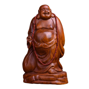 花梨木雕大肚弥勒佛像摆件实木大号布袋站笑佛客厅红木雕刻工艺品