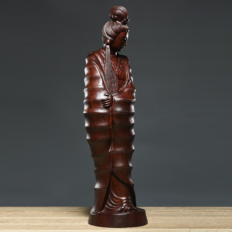 黑檀木雕东方女子摆件琵琶美人雕像中式美女人物装饰品实木工艺品
