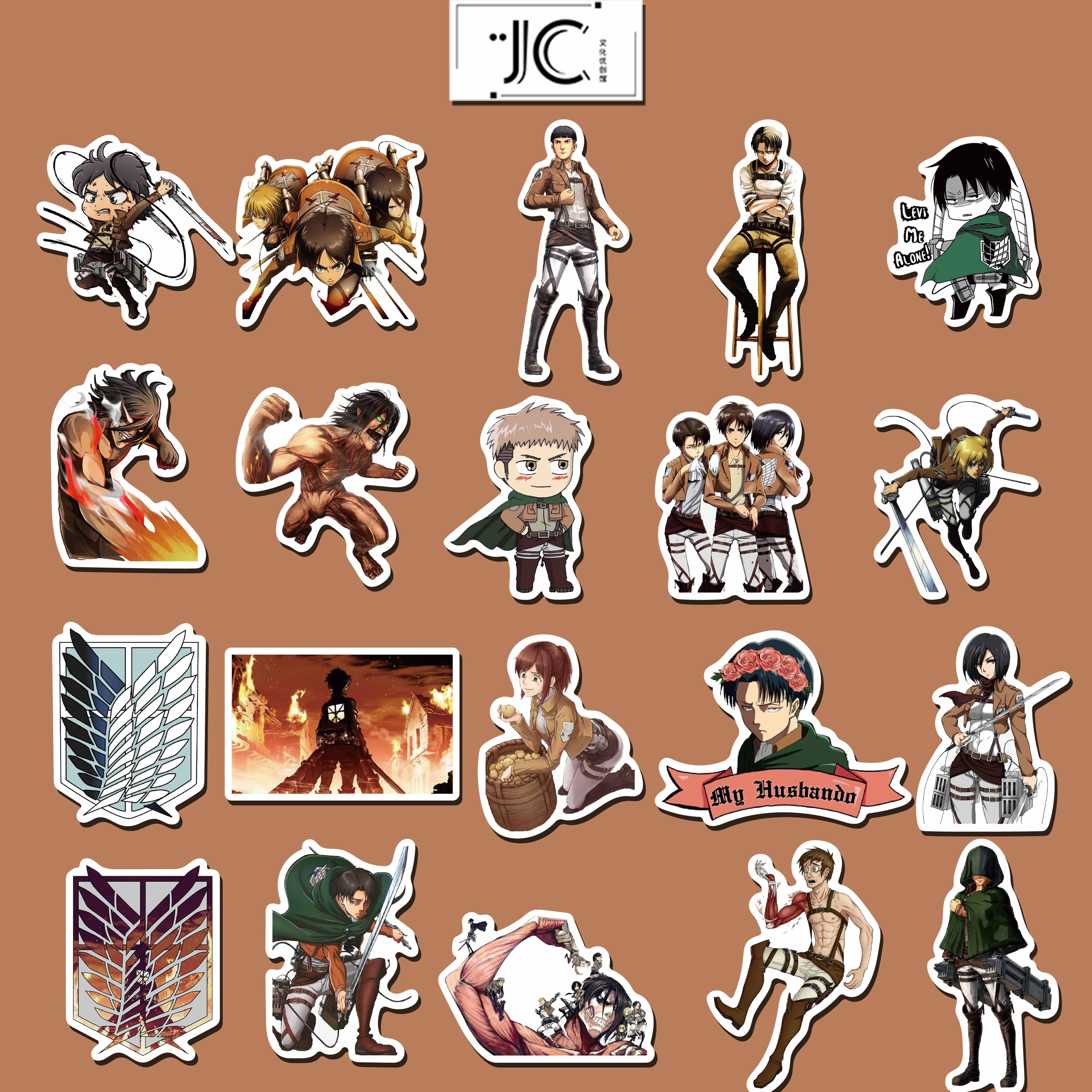 100张动漫进击的巨人涂鸦手机壳滑板行李箱笔记本电脑防水贴纸