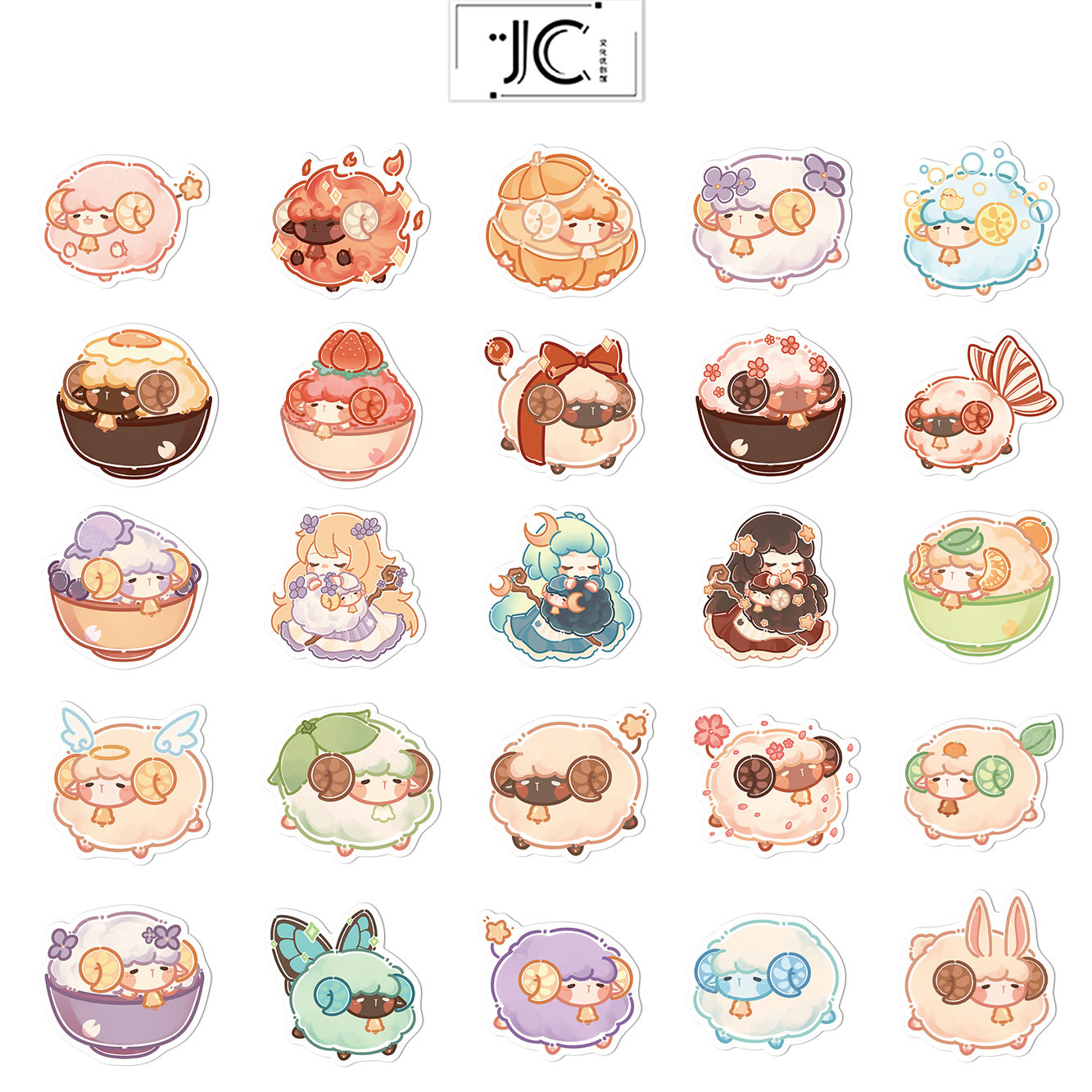 50张原创手绘咩咩羊涂鸦贴纸笔记本电脑手账本水杯装饰防水贴画