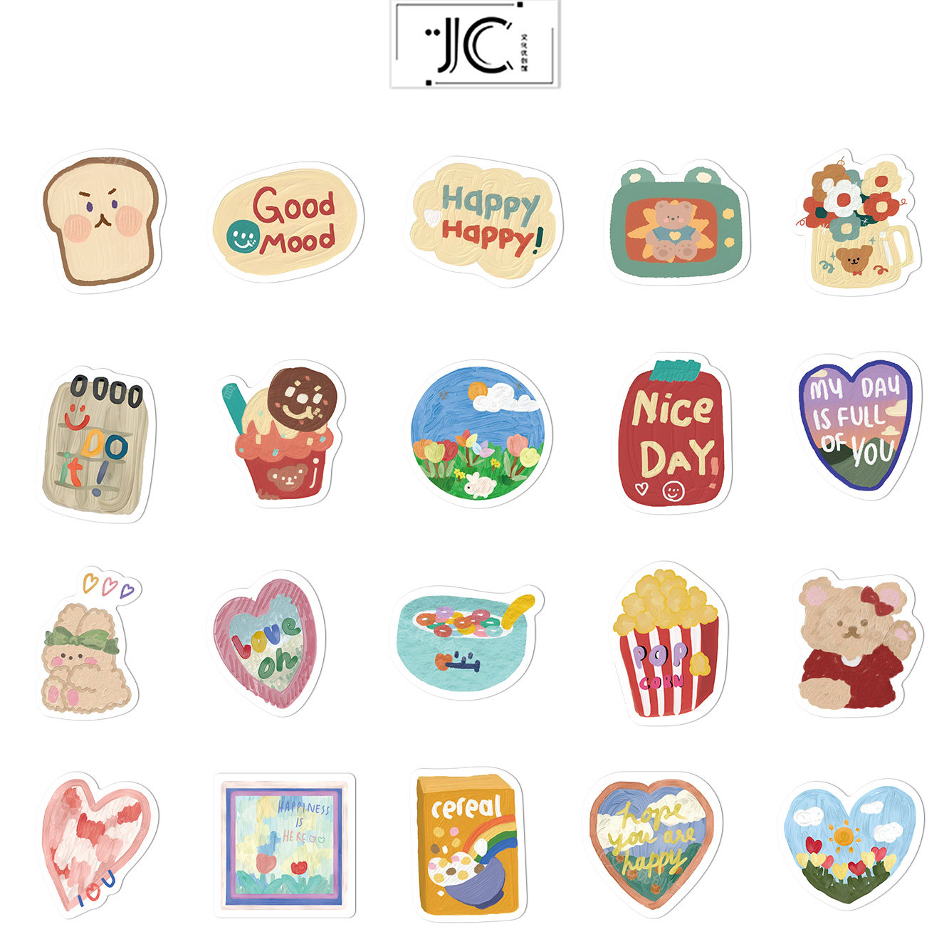 90张韩系水笔画贴纸可爱卡通笔记本电脑手账本手机壳装饰diy贴画