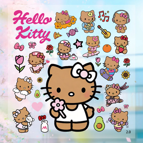 黑皮kitty2.0日常生活浮雕贴纸