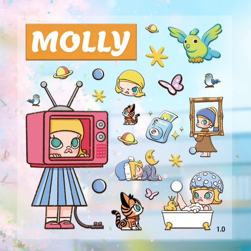 MOLLY1.0蓝色molly浮雕贴纸
