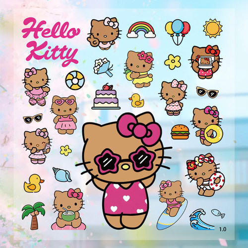黑皮kitty1.0沙滩度假浮雕贴纸
