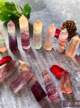 天然萤石水晶柱子单尖六棱