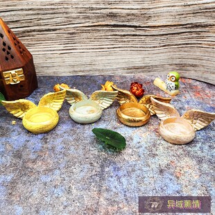 天使之翼翅膀烛台杯蜡茶蜡树脂金色银色粉色欧式 饰 复古摆件装