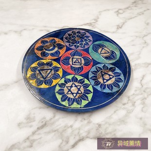 印度皂石花纹香插线香板手工雕刻几何图案香座摆件直播拍照道具