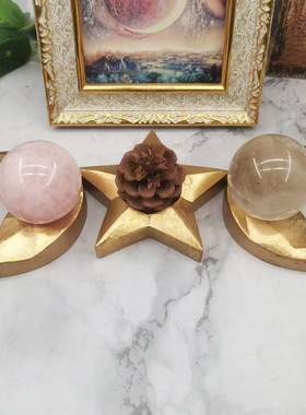 树脂五芒星月亮组合烛台杯蜡水晶球底座家居浪漫蜡烛托台装饰品