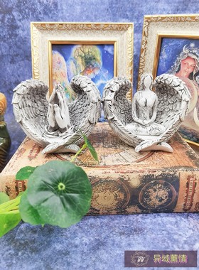 欧式天使之翼翅膀水晶球摆件烛台