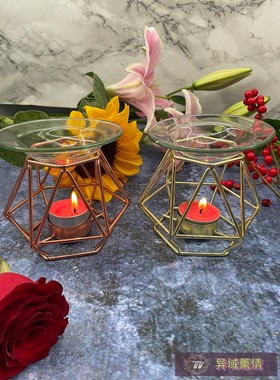 金色铁艺烛台精油香薰灯
