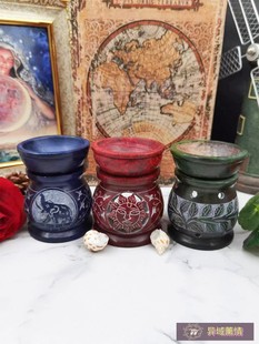 彩色皂石香薰炉精油炉灯小款雕刻镂空大象树叶太阳多款印度手工品