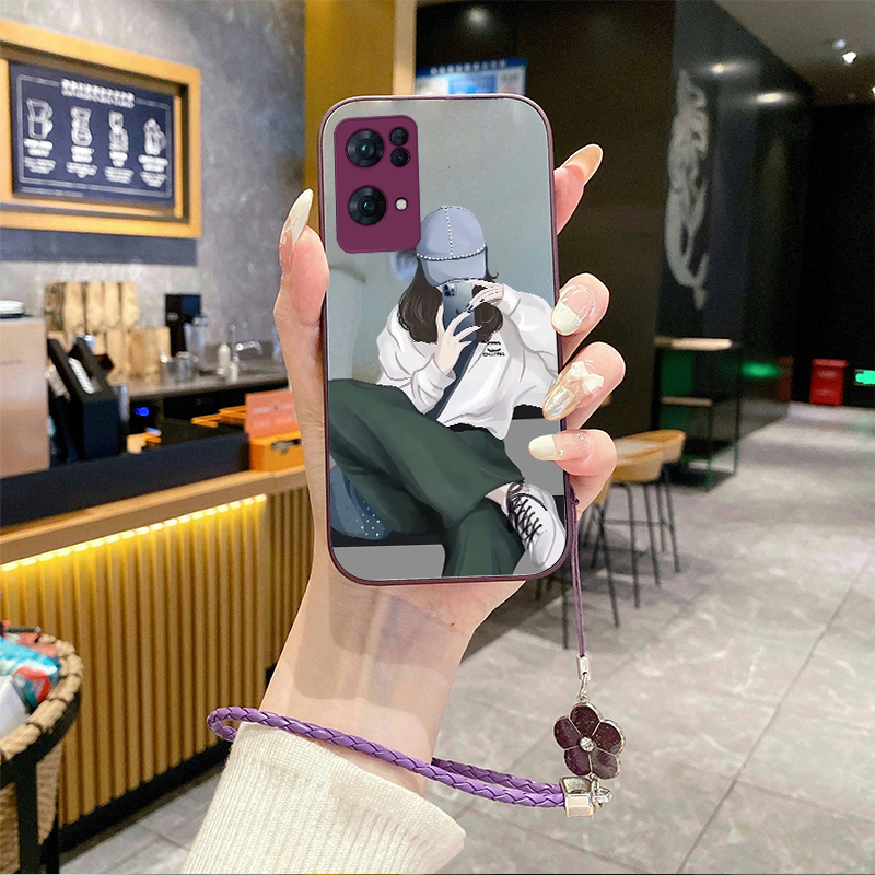 适用OPPOReno13pro手机壳A93S补妆镜FindX8挂绳K12X新款A97全包11新品10套A58软K9+8外壳7A96防摔6女孩4se3i5