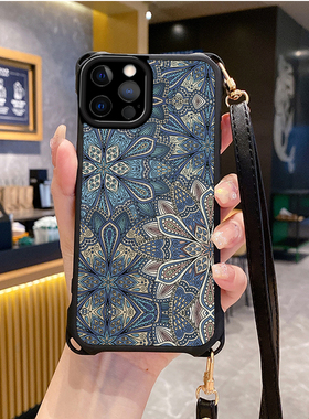 图腾适用苹果16promax手机壳斜跨挂绳防摔iphone12pro新款ihpnoe11e套13网红15plus xs女iphon14x7xr潮8xsmax