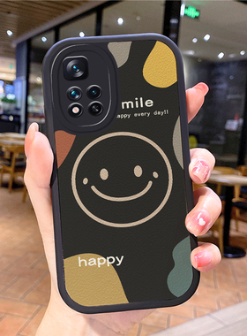 小羊皮微笑适用红米note11pro手机壳mix4女minote9硅胶red防摔notre小米官10t红未redmⅰ新款nte男noto8nte10