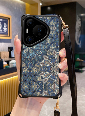 图腾适用华为Pura80pro手机壳斜跨挂绳70ultra套70pro+新款P60ART全包P50Pro新品P40lite外壳P30Pro防摔5G软