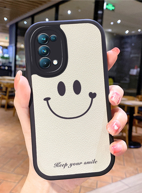 小羊皮微笑适用opporeno6手机壳5pro新款0pporeno3 opp0ren06 oρpo女opreno5k reon4男opop poop oppi oppe