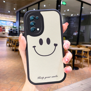 小羊皮微笑适用opporeno6手机壳5pro新款0pporeno3 opp0ren06 oρpo女opreno5k reon4男opop poop oppi oppe