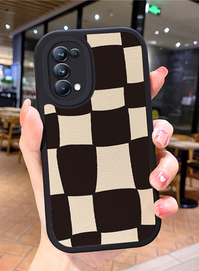 小羊皮格子适用opporeno6手机壳opρoreno5pro新款0pporeno4opp0ren02女opreno3reon5k opop poop oppi oppe