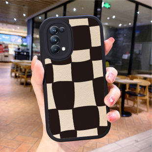 小羊皮格子适用opporeno6手机壳opρoreno5pro新款0pporeno4opp0ren02女opreno3reon5k opop poop oppi oppe