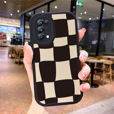 小羊皮格子适用opporeno6手机壳opρoreno5pro新款0pporeno4opp0ren02女opreno3reon5k opop poop oppi oppe