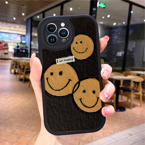 小羊皮笑脸适用苹果15promax手机壳iphone12pro套16e带挂绳11全包8plus17air13新款14x8p7xs6s女xr xsmax防摔