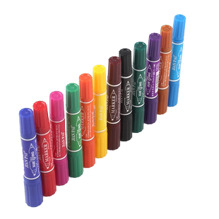 12色油性涂鸦绘画记号笔彩色粗细双头美术勾画笔办公学习重点标记笔黑色马克笔pop海报笔广告手绘大头笔