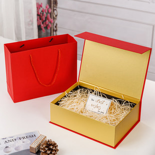 伴手礼盒生日礼品盒包装盒红色翻盖礼物盒空盒高级感礼盒定制logo