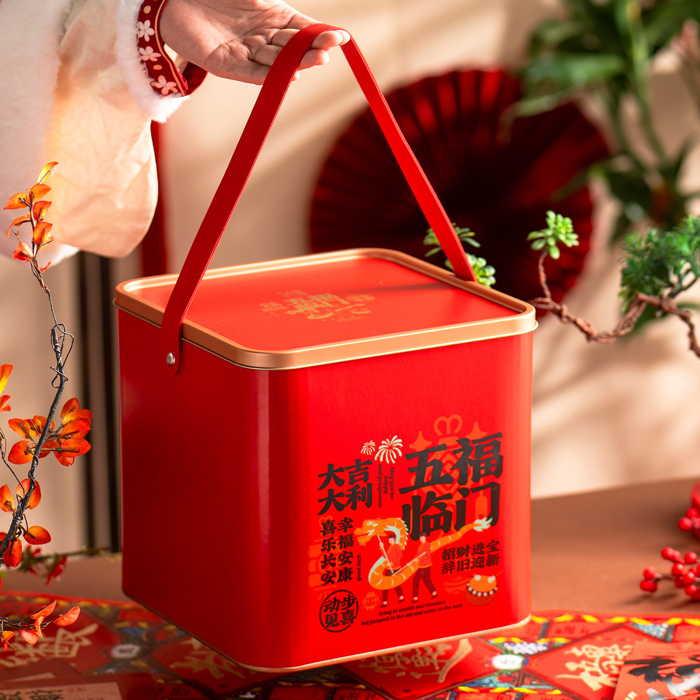 新年礼品盒包装盒2026马年商务酒店通用方铁盒定制熟食糖果空盒子