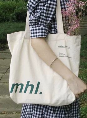 帆布袋拉链包UGH 单肩购物上课购物布袋手提包大容量文艺韩版