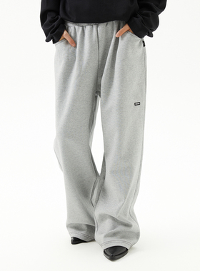 FMACM闷与狂 宽松直筒牛仔明线灰色卫裤男女同款2024秋百搭休闲裤