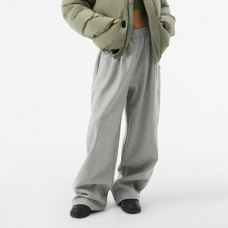 不规则针织卫裤刺绣fmacm宽松