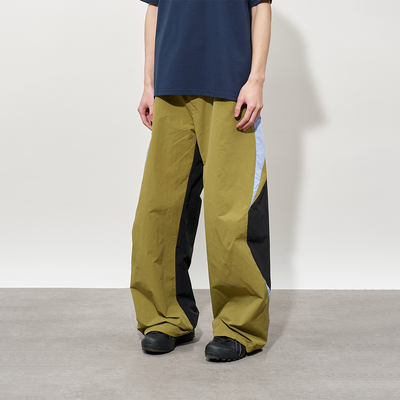 闷与狂FMACM 弧形分割拼接打褶运动尼龙长裤