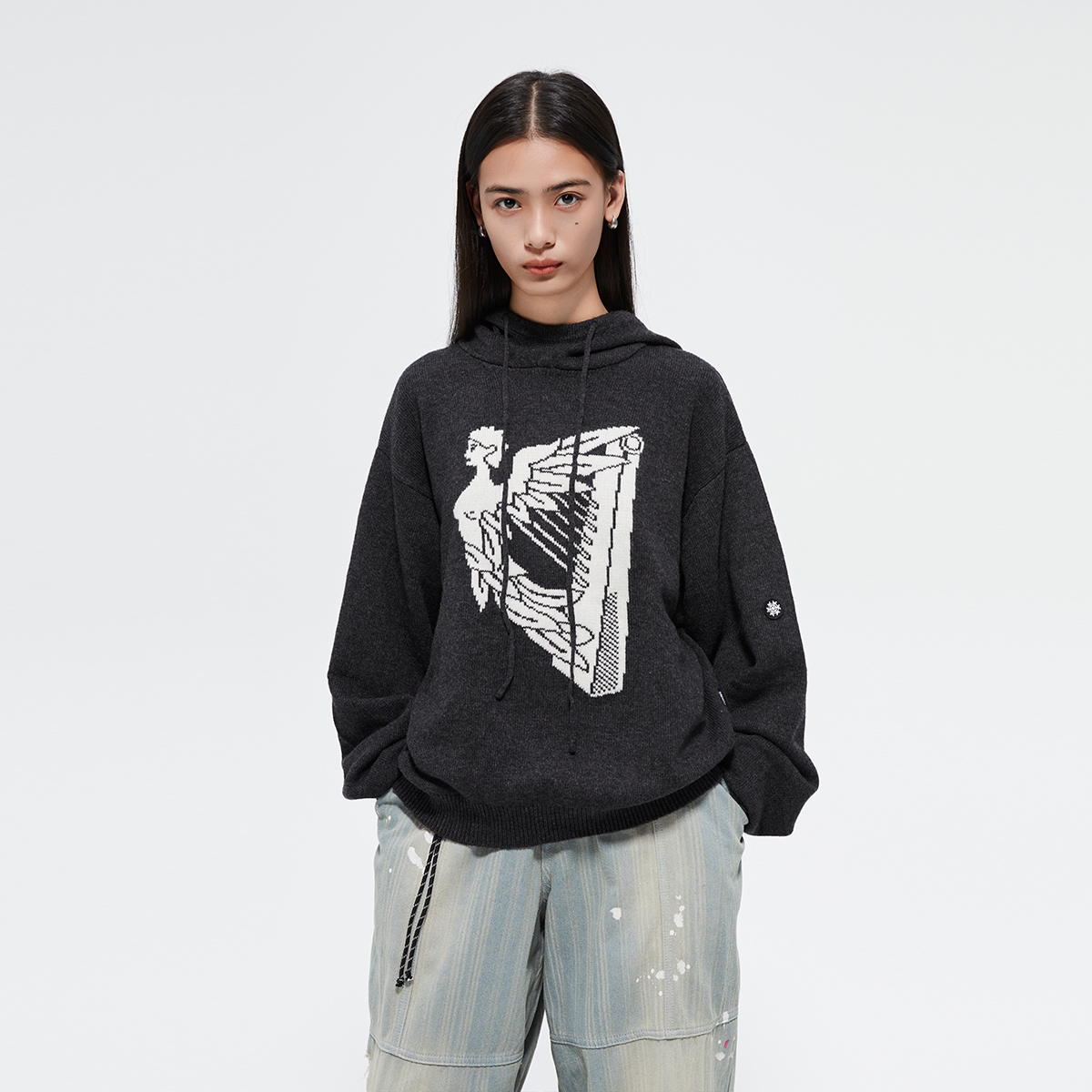 FMACM闷与狂「爱尔兰交响曲」复古印花连帽2024秋冬套头针织毛衣