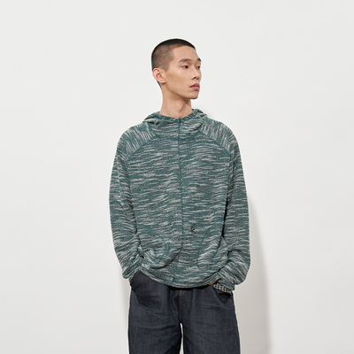 闷与狂FMACM 贯穿分割压线色织连帽卫衣2025春舒适设计感透气上衣