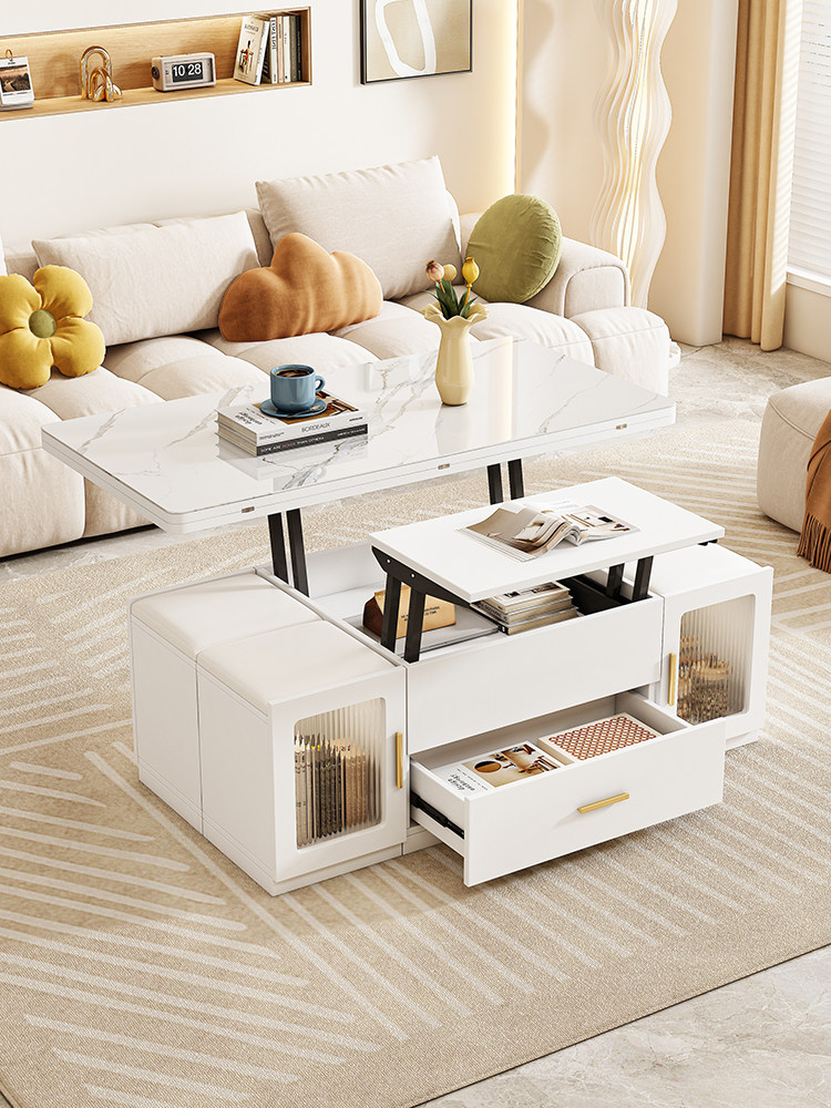 多功能可调节咖啡桌和餐桌两用小公寓客厅家庭二合一多功能桌子折