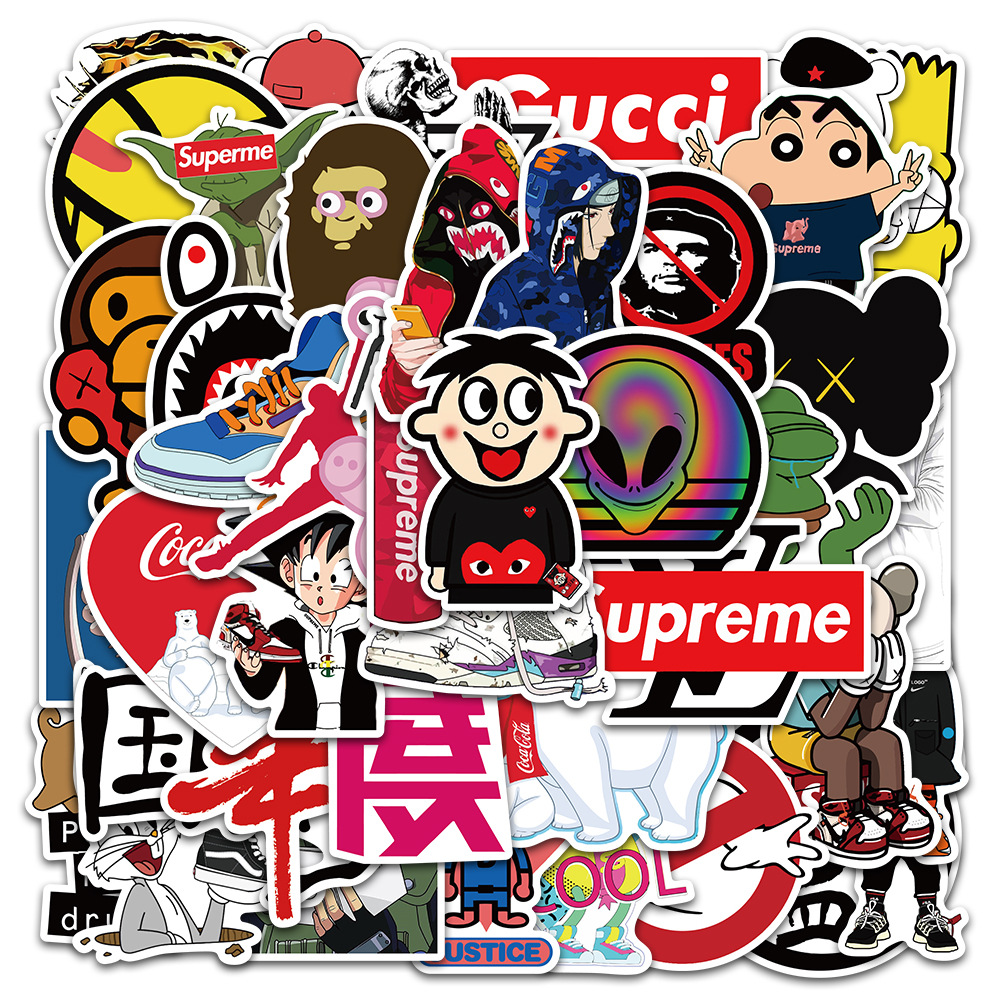 50-800张潮牌可自由组合创意贴纸行李箱笔记本手账DIY装饰防水贴