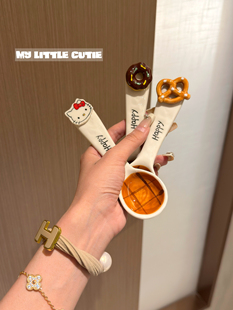 碱水结面包立体釉下彩陶瓷勺麦片冰淇淋甜品勺子高颜值手工釉下彩