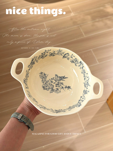 法式复古蔚蓝梦境家用菜盘西餐牛排盘甜品酸奶米饭碗一人食餐具