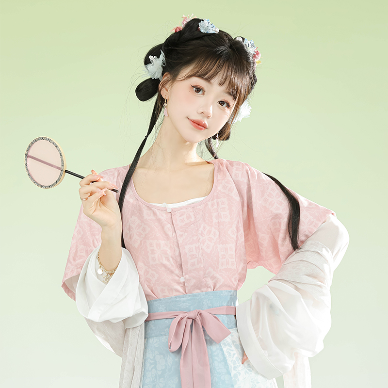 汉玥府印花唐褙子齐腰八破裙汉服