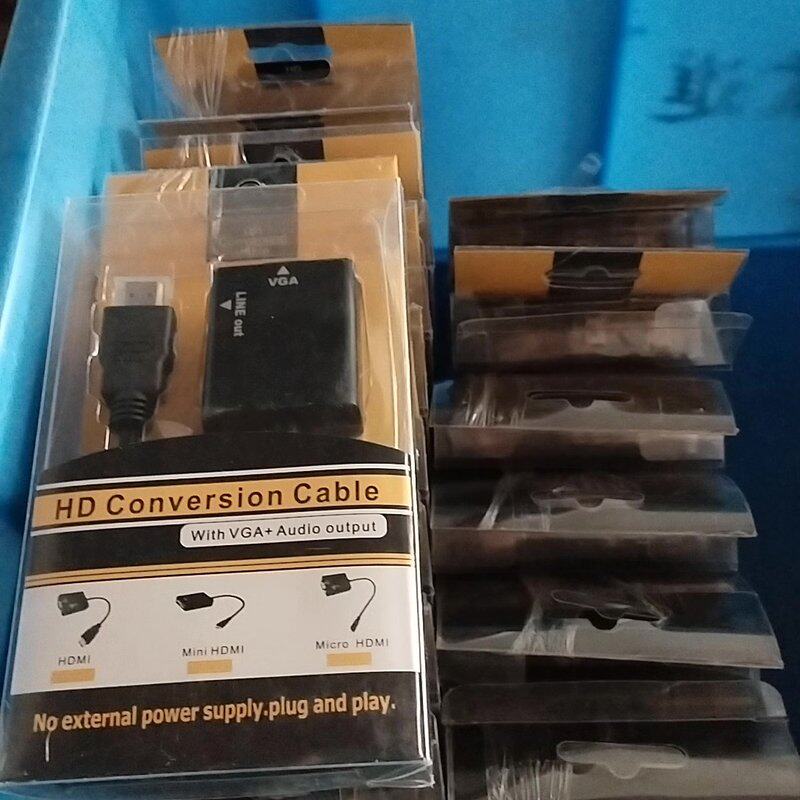 可维修HDMI转VGA带音频转接线、高清转VGA,单向转换,工厂仓议价