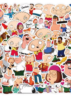 55张卡通Family guy恶搞之家创意贴纸装饰行李箱水杯电脑防水贴画