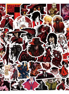 60张卡通动漫Hellsing地狱之歌贴纸装饰行李箱笔记本水杯防水贴画
