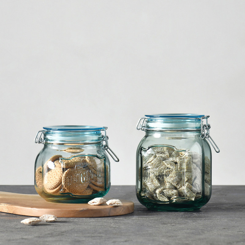迦乐西班牙进口正品环保加厚玻璃复古字母密封储物罐厨房收纳瓶