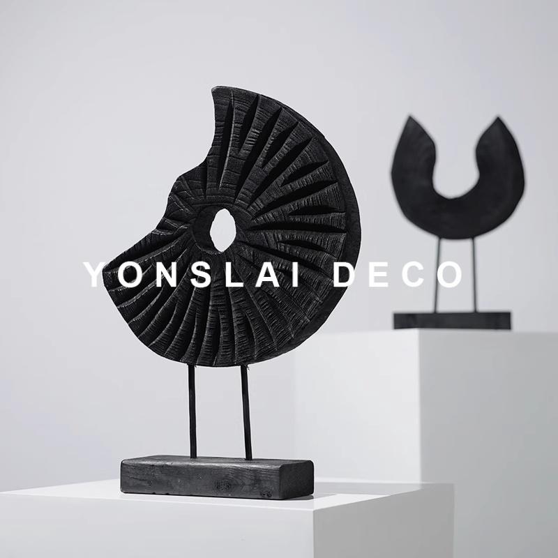 现代极简木质抽象几何摆件样板间客厅电视柜软装艺术桌面饰品