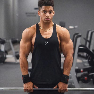 GYMSAHRK CRITICAL细带运动背心男士夏季纯色小标工字型无袖吊带