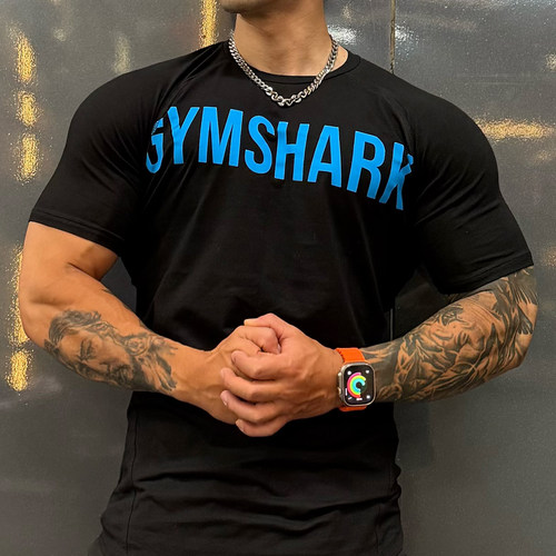 GYMSHARK Impact男士修身运动短袖力量训练健身T恤圆领透气显肌肉