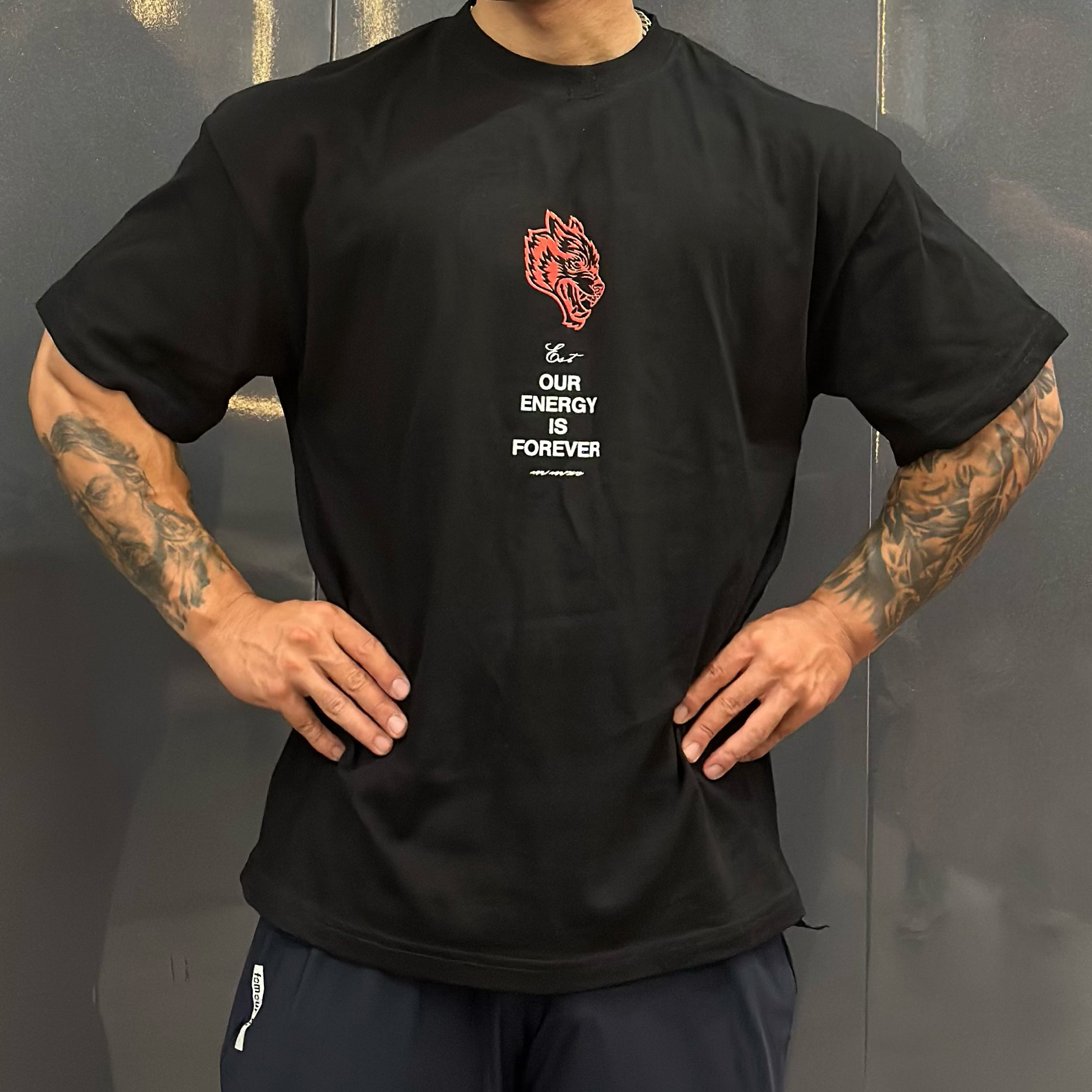 DARCSPORT狼头范马勇次郎动漫联名运动短袖健身宽松圆领t恤