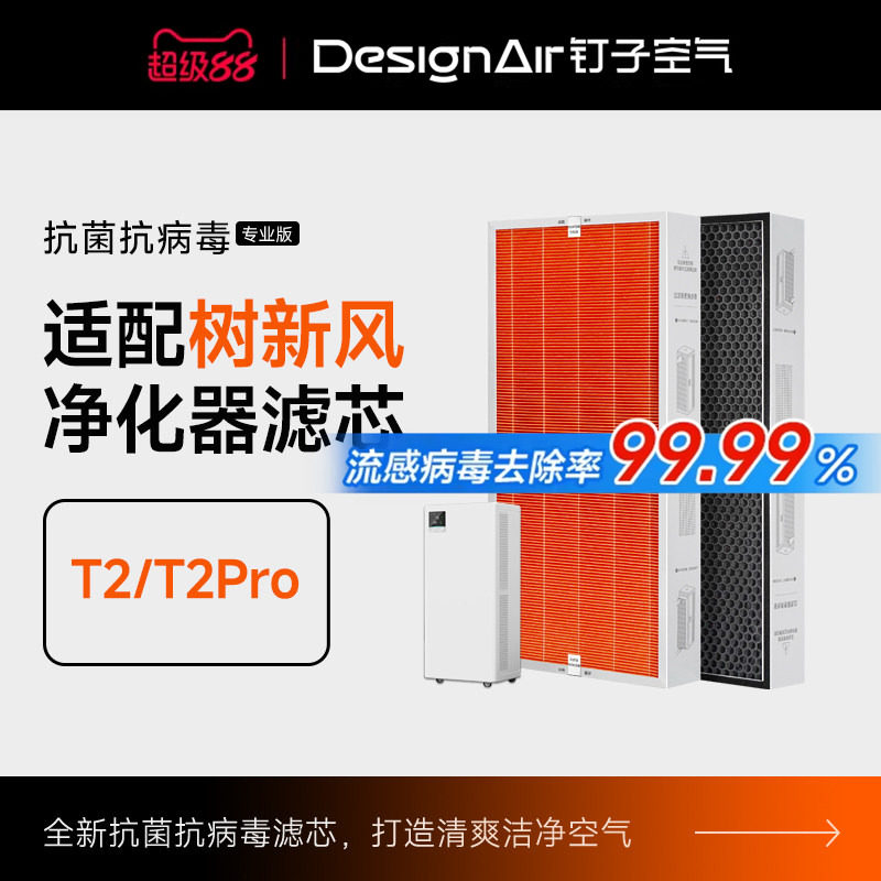 适配树新风空气净化器滤芯T2/Pro全效除醛雾霾宠物抗病毒过滤器网