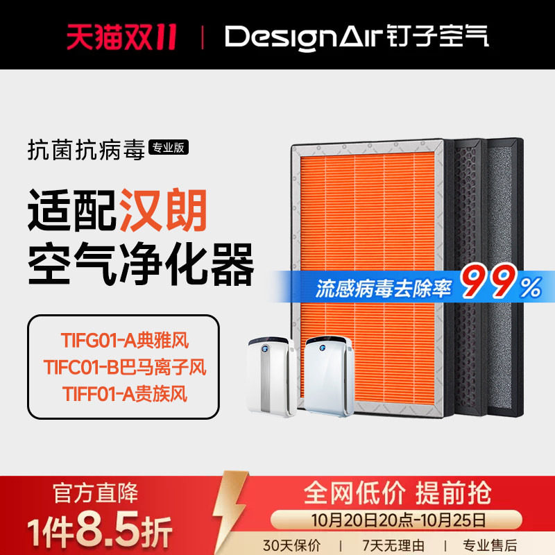 适配德国汉朗空气净化器滤网TIFG01-A/TIFF01-A贵族滤芯TIFC01-B